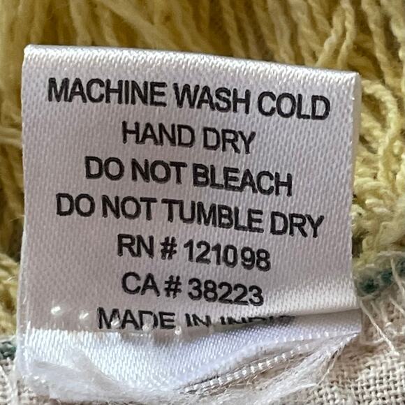 Gypsy 05 Round Tablecloth 66" The Boho Beach Teal And Yellow With Fringe - Picture 5 of 7